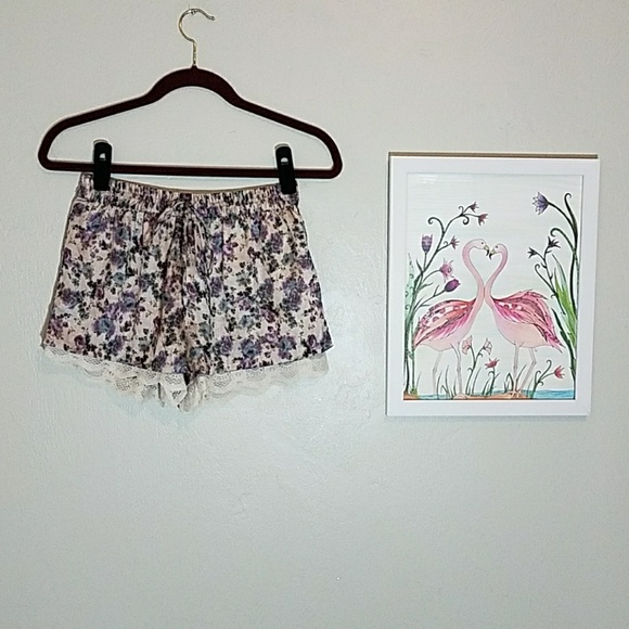 Zara basic silky shorts elastic waist, lace trim - Picture 2 of 8